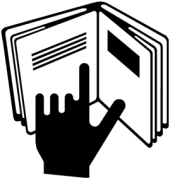Hand and book symbol
